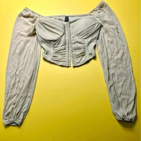 BREEZY CHIFFON CROPPED CORSET TOP - Picture 2 of 4